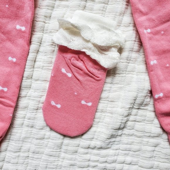NWT 2-piece Pink&white Legging with matching socks - Picture 8 of 8